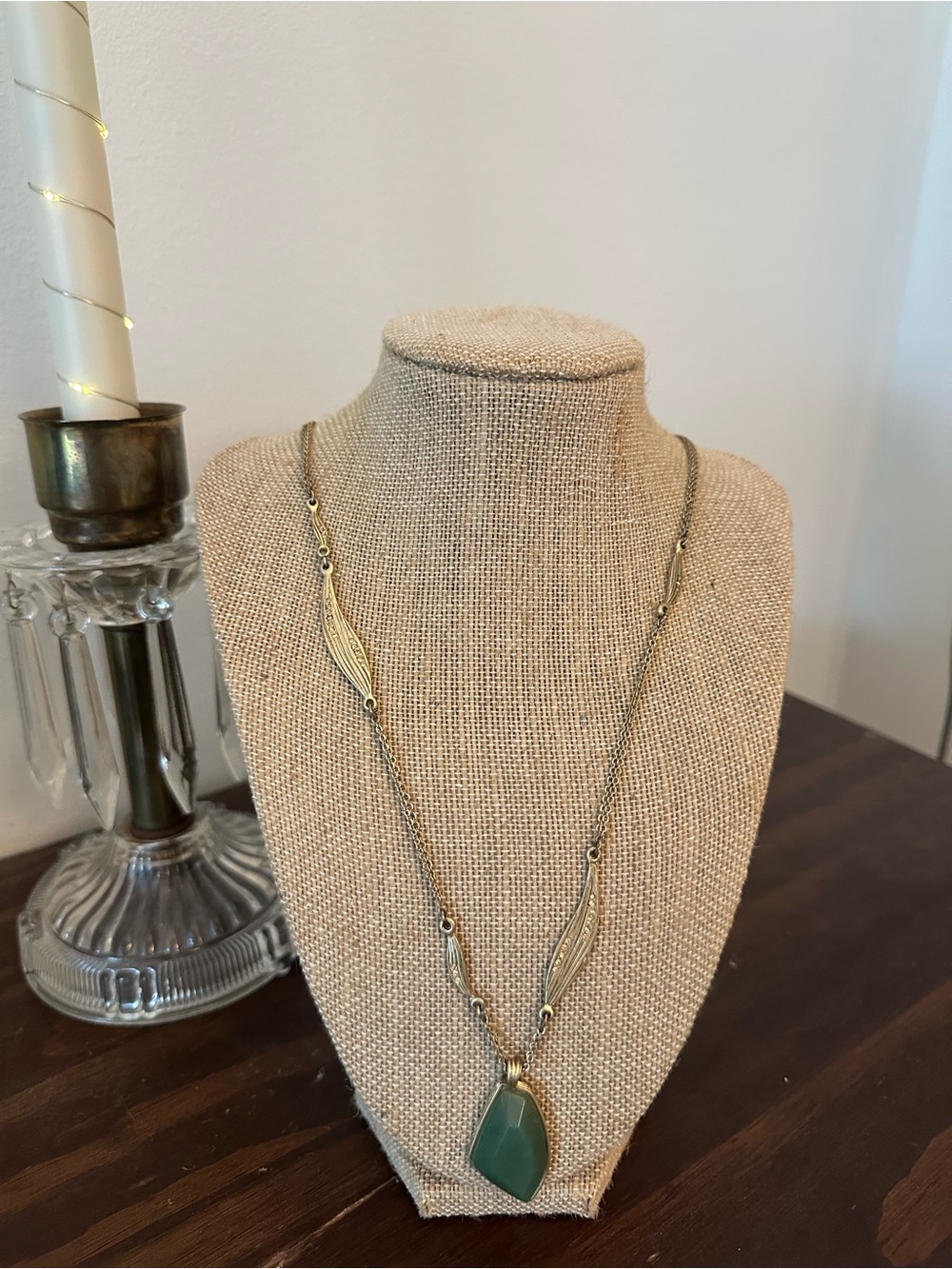 Chloe + Isabel Green Stone Pendant Necklace with Gold-Tone Accents